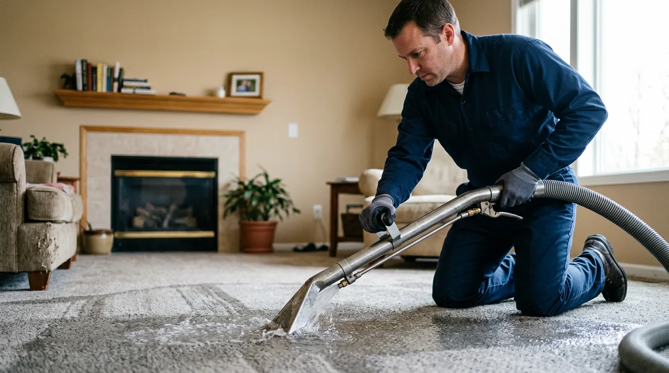 Water damage restoration technician working near Bell City, MO